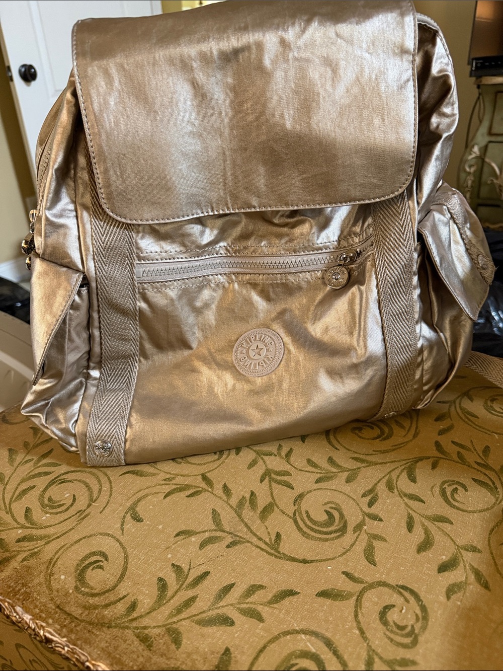 Kipling Metallic Gold Backpack